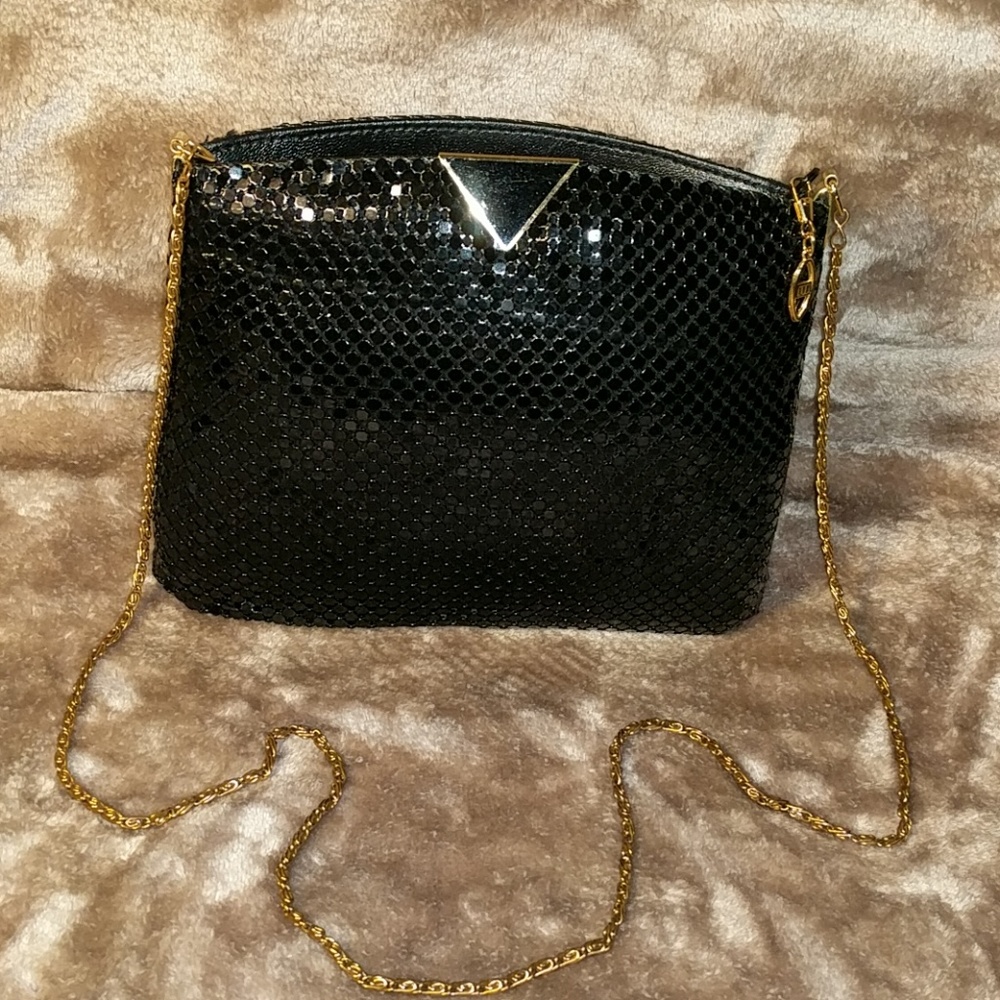 Vintage Elka Bag Black Gold Clutch